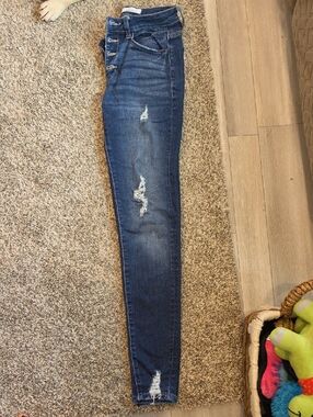 KanCan Dark Blue Distressed High-Rise Skinny Jeans